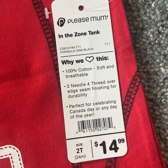BNWT Please Mum toddler tank top. Size 2t - Picture 2 of 3